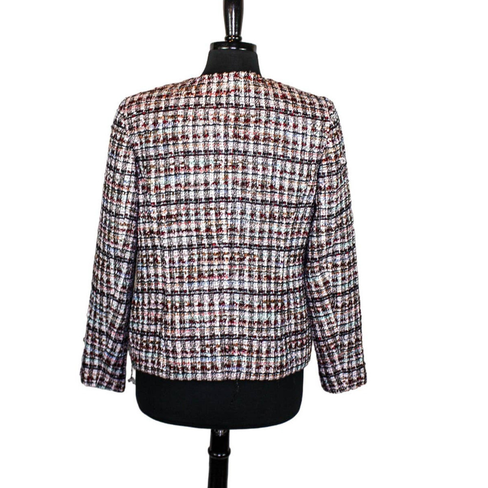 Talbots Tweed Blazer Jacket Multicolor Open Front… - image 3